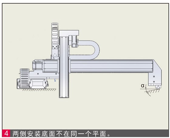 組合機(jī)械手臂兩邊安裝高度不平。